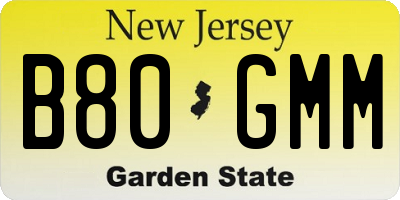NJ license plate B80GMM