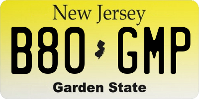 NJ license plate B80GMP