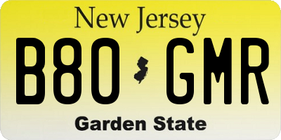 NJ license plate B80GMR