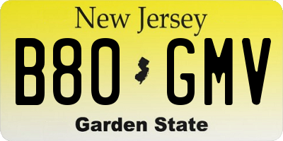 NJ license plate B80GMV