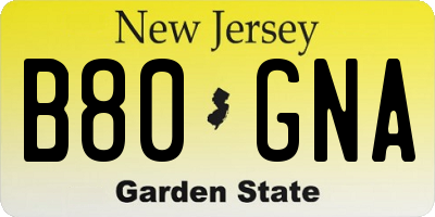 NJ license plate B80GNA