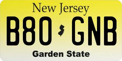NJ license plate B80GNB