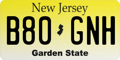 NJ license plate B80GNH