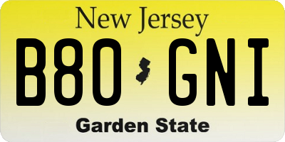 NJ license plate B80GNI