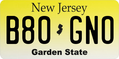 NJ license plate B80GNO