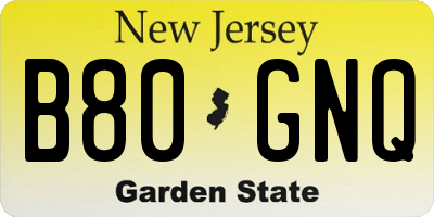 NJ license plate B80GNQ