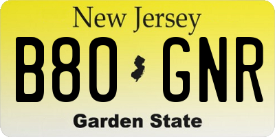 NJ license plate B80GNR