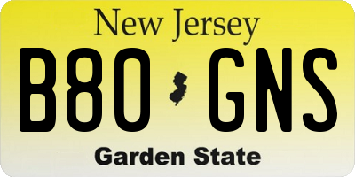 NJ license plate B80GNS