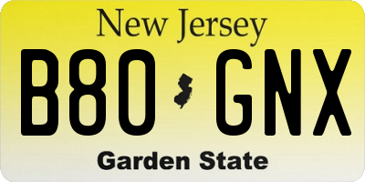 NJ license plate B80GNX