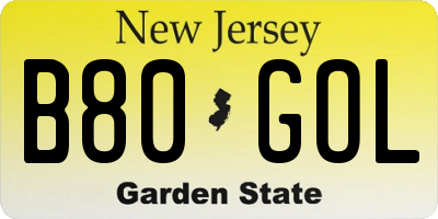 NJ license plate B80GOL