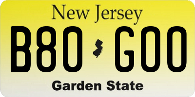 NJ license plate B80GOO