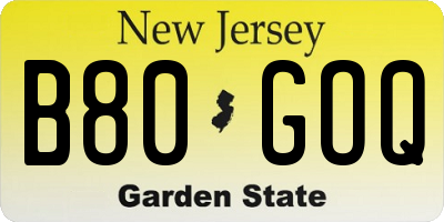 NJ license plate B80GOQ