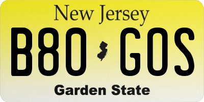 NJ license plate B80GOS