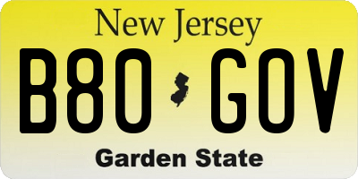 NJ license plate B80GOV