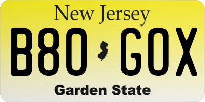 NJ license plate B80GOX