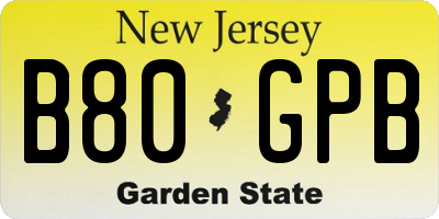NJ license plate B80GPB