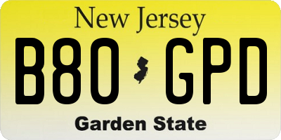 NJ license plate B80GPD