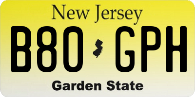 NJ license plate B80GPH