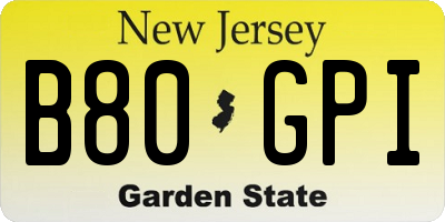 NJ license plate B80GPI