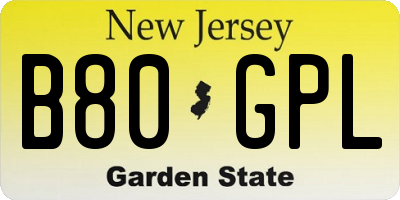 NJ license plate B80GPL