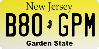 NJ license plate B80GPM