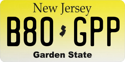 NJ license plate B80GPP