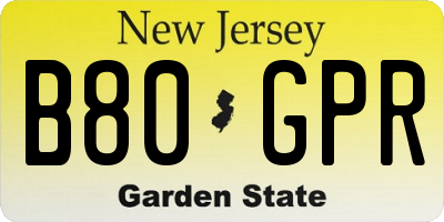 NJ license plate B80GPR