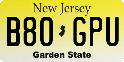 NJ license plate B80GPU