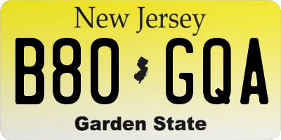 NJ license plate B80GQA