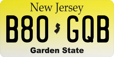NJ license plate B80GQB