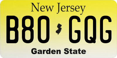 NJ license plate B80GQG