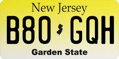NJ license plate B80GQH