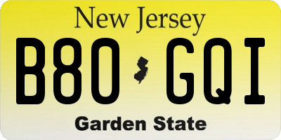 NJ license plate B80GQI