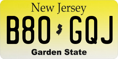 NJ license plate B80GQJ