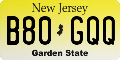 NJ license plate B80GQQ