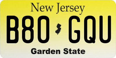NJ license plate B80GQU