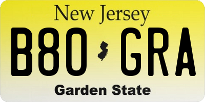 NJ license plate B80GRA