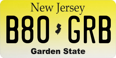 NJ license plate B80GRB