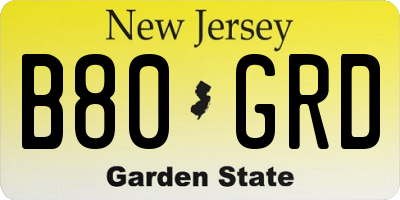 NJ license plate B80GRD