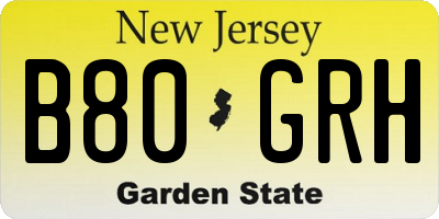NJ license plate B80GRH