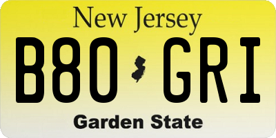 NJ license plate B80GRI