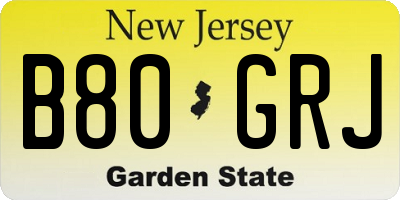 NJ license plate B80GRJ