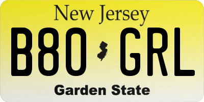 NJ license plate B80GRL