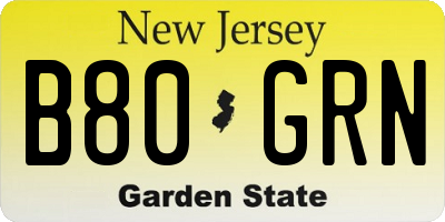 NJ license plate B80GRN