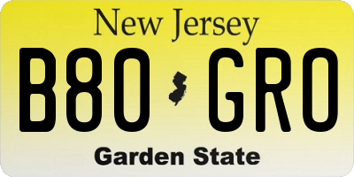 NJ license plate B80GRO