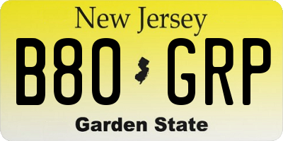 NJ license plate B80GRP