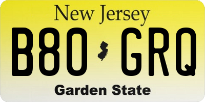 NJ license plate B80GRQ