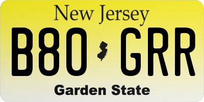 NJ license plate B80GRR