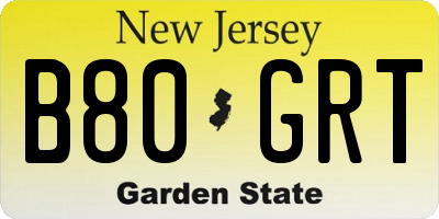 NJ license plate B80GRT