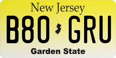 NJ license plate B80GRU